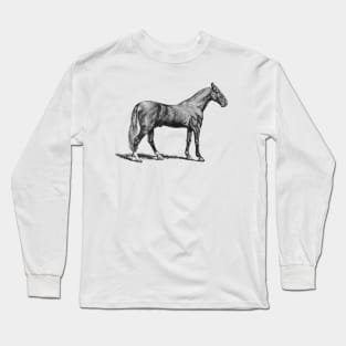 Horse Black and White Illustration Long Sleeve T-Shirt